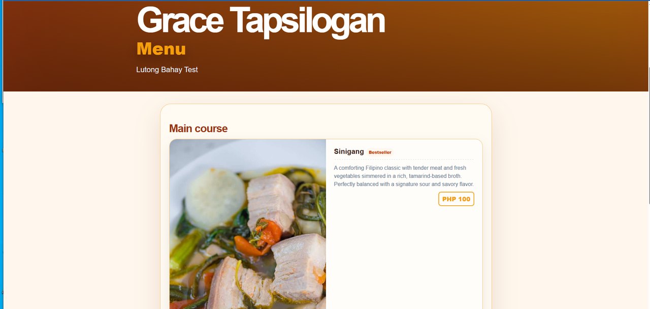 Grace Tapsilogan public digital menu